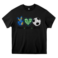 Black peace love soccer Heavy Core Tee - BarkalooDesign