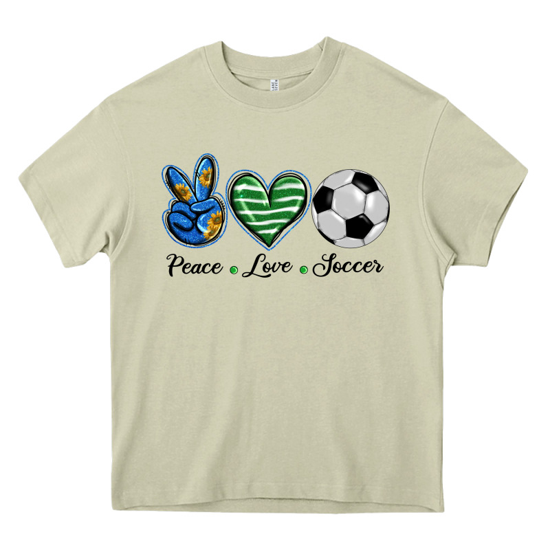 Peace Love Soccer Heavy Core Tee by BarkalooDesign | Teevron