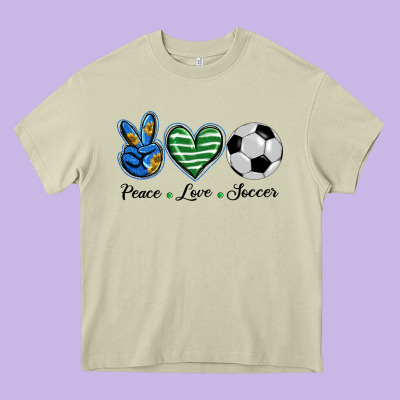 Peace Love Soccer Heavy Core Tee Designed By Barkaloodesign