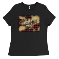 Black buffalo plaid christmas camouflage glitter background Ladies Tee - Jasminsmagicworld