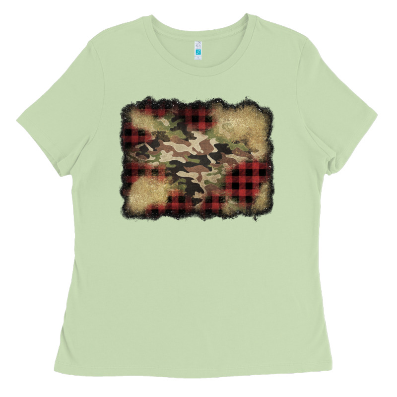 Buffalo Plaid Christmas Camouflage Glitter Background Ladies Tee by Jasminsmagicworld | Teevron