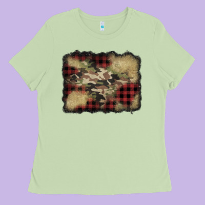 Buffalo Plaid Christmas Camouflage Glitter Background Ladies Tee Designed By Jasminsmagicworld