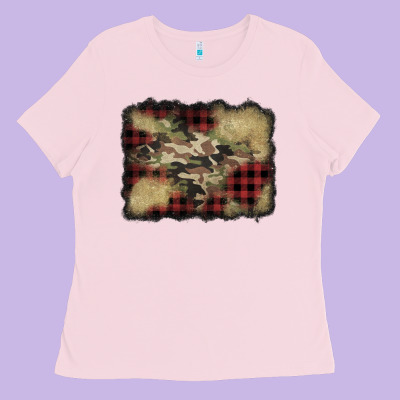 Buffalo Plaid Christmas Camouflage Glitter Background Ladies Tee Designed By Jasminsmagicworld