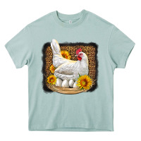 Arona perched chicken with sunflowers leopard background Heavy Core Tee - LillyAllenDesigns
