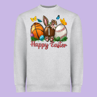Happy Easter Sports With Butterfly Heavyweight Sweatshirt Designed By Nancycooperartshop