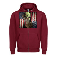 Burgundy usa deer hunting woods Zipper Hoodie - CowGirlArtShop