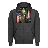 Charcoal Heather usa deer hunting woods Zipper Hoodie - CowGirlArtShop