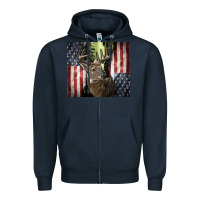 Navy usa deer hunting woods Zipper Hoodie - CowGirlArtShop