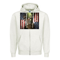 Oatmeal Heather usa deer hunting woods Zipper Hoodie - CowGirlArtShop