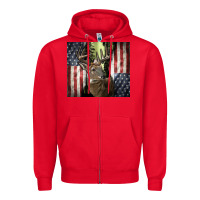 Red usa deer hunting woods Zipper Hoodie - CowGirlArtShop