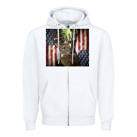 White usa deer hunting woods Zipper Hoodie - CowGirlArtShop