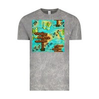 Cloud Rock Wooden Signboard And Gamping Map Seamless Pattern Vintage Tee - BundleAndBundleShop