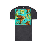 Vintage Black Wooden Signboard And Gamping Map Seamless Pattern Vintage Tee - BundleAndBundleShop