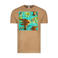Vintage Camel Wooden Signboard And Gamping Map Seamless Pattern Vintage Tee - BundleAndBundleShop