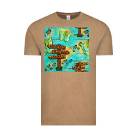 Vintage Coffee Wooden Signboard And Gamping Map Seamless Pattern Vintage Tee - BundleAndBundleShop