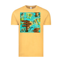 Wooden Signboard And Gamping Map Seamless Pattern Vintage Tee | Teevron