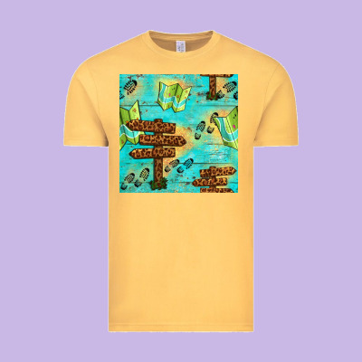 Wooden Signboard And Gamping Map Seamless Pattern Vintage Tee Designed By Bundleandbundleshop