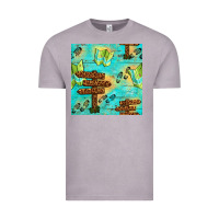 Vintage Zinc Wooden Signboard And Gamping Map Seamless Pattern Vintage Tee - BundleAndBundleShop