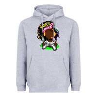 Heather Grey black gamer girl Heavyweight Hoodie - FaDigitalArtStudio