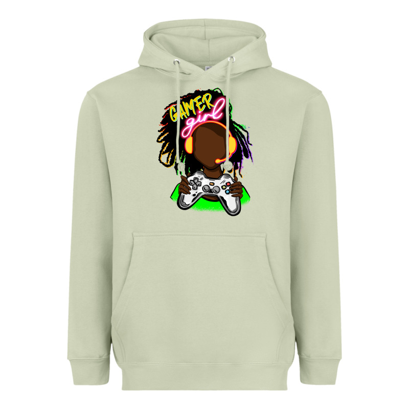 Black Gamer Girl Heavyweight Hoodie by FaDigitalArtStudio | Teevron