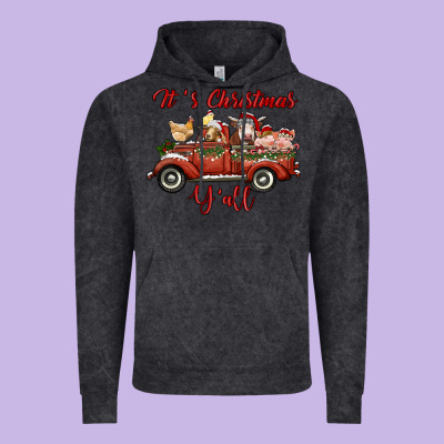 It's Christmas Y'all Truck With Farm Animals Vintage Hoodie Designed By Ranaportraitstore