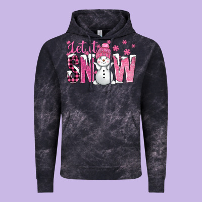 Pink Let It Snow With Cute Snowman Vintage Hoodie Designed By Bundleandbundleshop