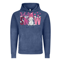 Vintage Denim Pink Let It Snow With Cute Snowman Vintage Hoodie - BundleAndBundleShop