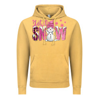 Vintage Mustard Pink Let It Snow With Cute Snowman Vintage Hoodie - BundleAndBundleShop