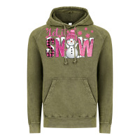 Vintage Olive Pink Let It Snow With Cute Snowman Vintage Hoodie - BundleAndBundleShop