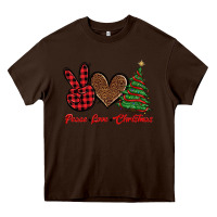 Chocolate Brown peace love christmas Heavy Core Tee - BarkalooDesign