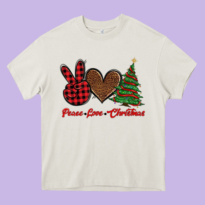 Peace Love Christmas Heavy Core Tee Designed By Barkaloodesign