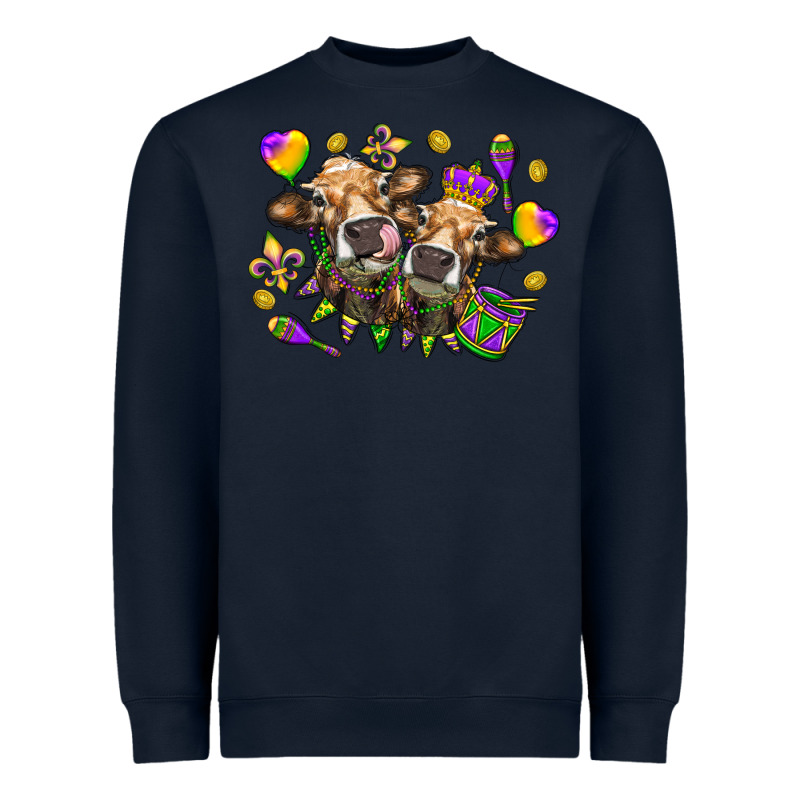 Mardi Gras Heifers Heavyweight Sweatshirt by NancyCooperArtShop | Teevron