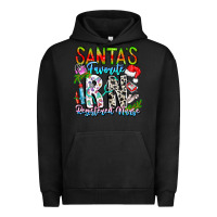 Pigment Black Santa's Favorite RN Registered Nurse Urban Hoodie - CowhideDigitalArt