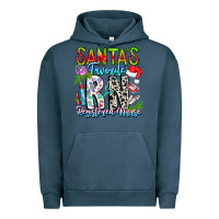 Pigment Midnight Navy Santa's Favorite RN Registered Nurse Urban Hoodie - CowhideDigitalArt