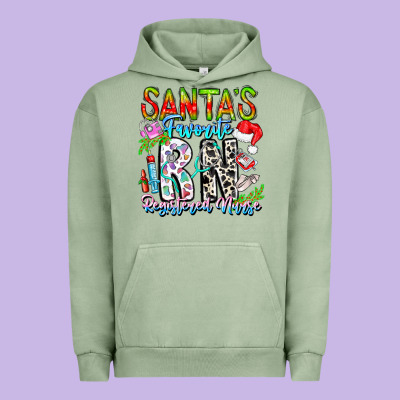Santa's Favorite Rn Registered Nurse Urban Hoodie Designed By Cowhidedigitalart