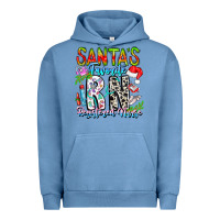 Pigment Pebble Blue Santa's Favorite RN Registered Nurse Urban Hoodie - CowhideDigitalArt