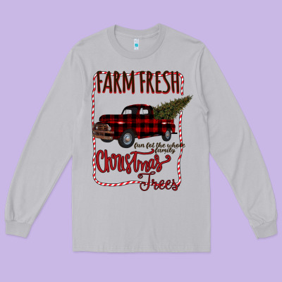 Farm Fresh Christmas Long Sleeve Tee Designed By Bettercallsaul