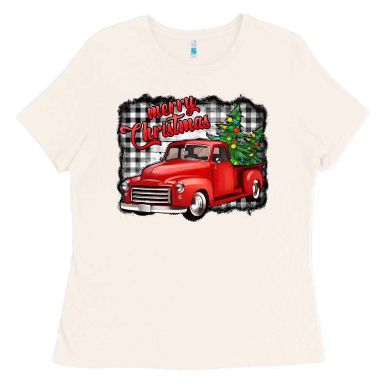 Merry Christmas Red Truck Christmas Trees Ladies Tee by Jasminsmagicworld | Teevron