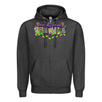Charcoal Heather mardi gras grandma Zipper Hoodie - CowGirlArtShop