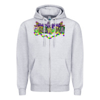 Heather Grey mardi gras grandma Zipper Hoodie - CowGirlArtShop