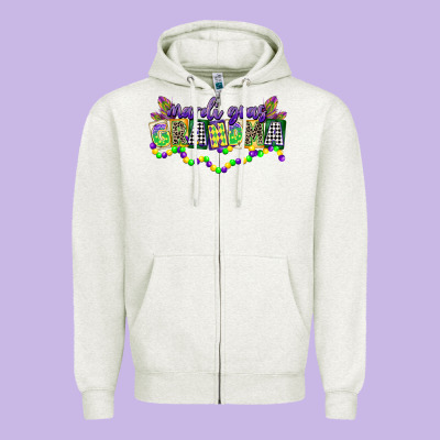 Mardi Gras Grandma Zipper Hoodie Designed By Cowgirlartshop