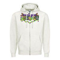Oatmeal Heather mardi gras grandma Zipper Hoodie - CowGirlArtShop
