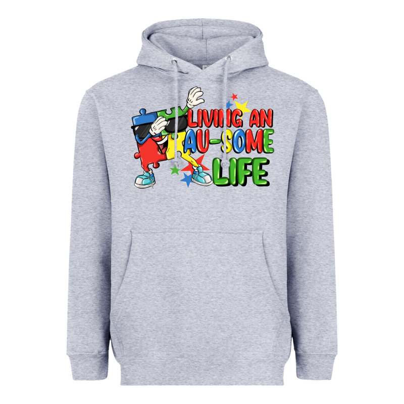Living An Au-some Life Autism Awareness Day Heavyweight Hoodie by FaDigitalArtStudio | Teevron