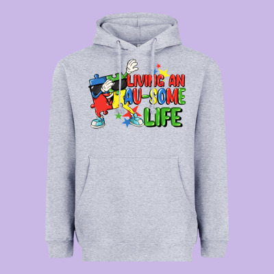 Living An Au-some Life Autism Awareness Day Heavyweight Hoodie Designed By Fadigitalartstudio