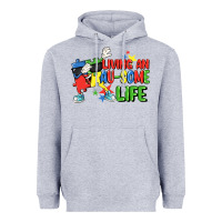 Heather Grey Living an au-some life Autism Awareness Day Heavyweight Hoodie - FaDigitalArtStudio