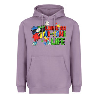 Lavender Living an au-some life Autism Awareness Day Heavyweight Hoodie - FaDigitalArtStudio