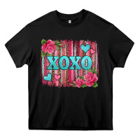 Black xoxo valentines day leopard glitter brushstroke Heavy Core Tee - Jasminsmagicworld