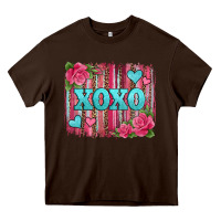 Chocolate Brown xoxo valentines day leopard glitter brushstroke Heavy Core Tee - Jasminsmagicworld