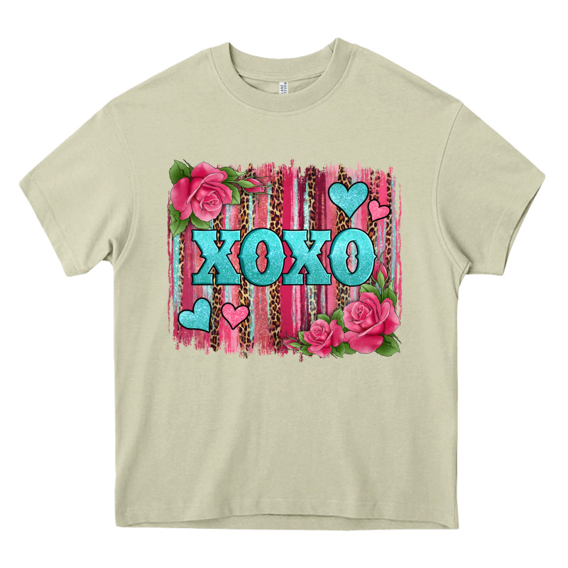 Xoxo Valentines Day Leopard Glitter Brushstroke Heavy Core Tee by Jasminsmagicworld | Teevron