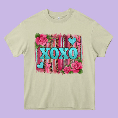 Xoxo Valentines Day Leopard Glitter Brushstroke Heavy Core Tee Designed By Jasminsmagicworld
